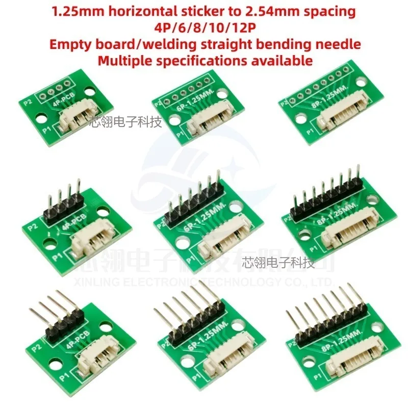 Adaptador de Placa de Prueba de 1.25mm a DIP 2.54, Terminal de Soldadura Horizontal, 4/6/8/10/12 Pines (5/10 Piezas)