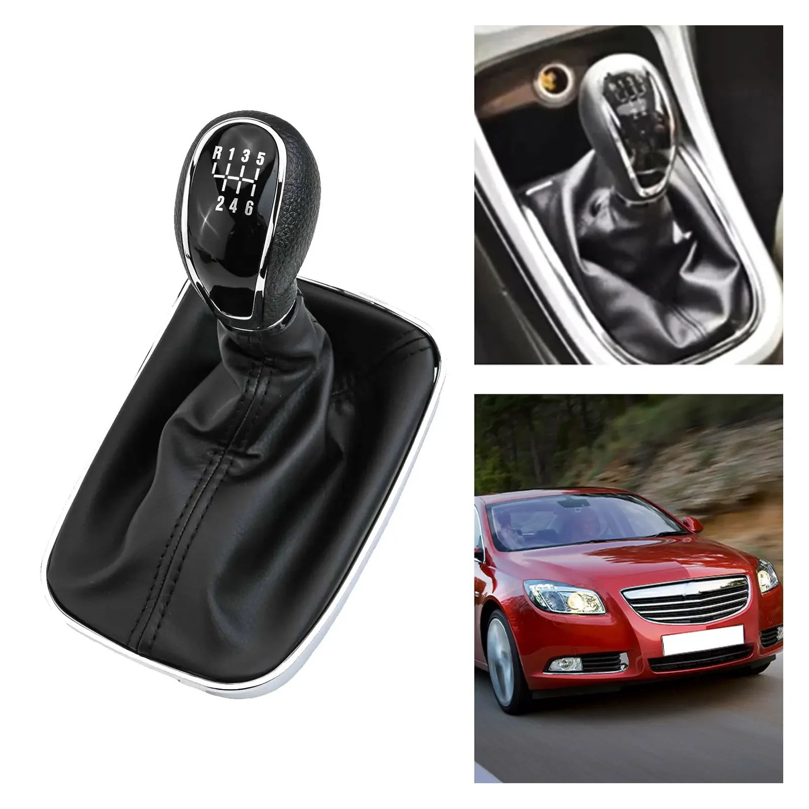 

5 6 Speed Gear Shift Knob Lever Handle for Vauxhall A 2008 2017 Leather & Chrome Accents Seamless Installation