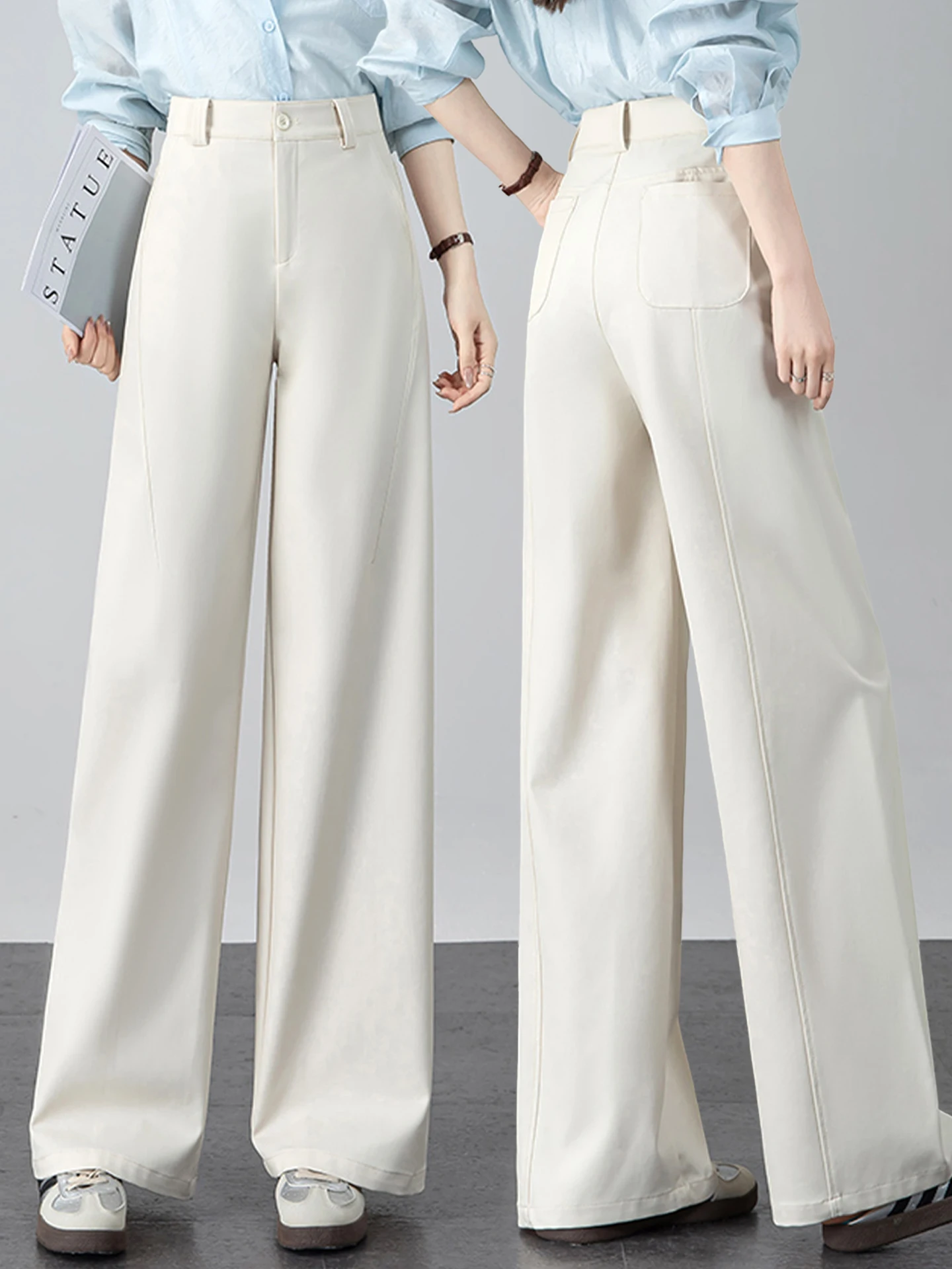 

Slim Fit High Waist Drapey Straight Leg Wide Leg Pants Women's Spring Autumn 2026 New Style Casual Trousers Korean Style