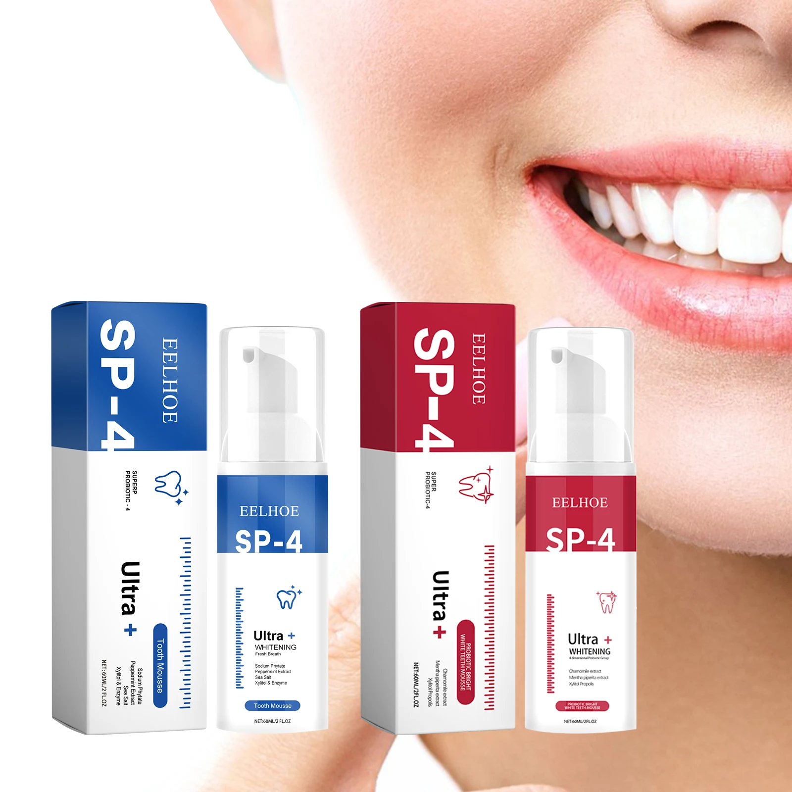 Eelhoe Bright White Tooth Mousse Teeth Cleaning Bad Breath Yellow Stains Tartar Teeth Whitening Oral Care Whitening Toothpaste B