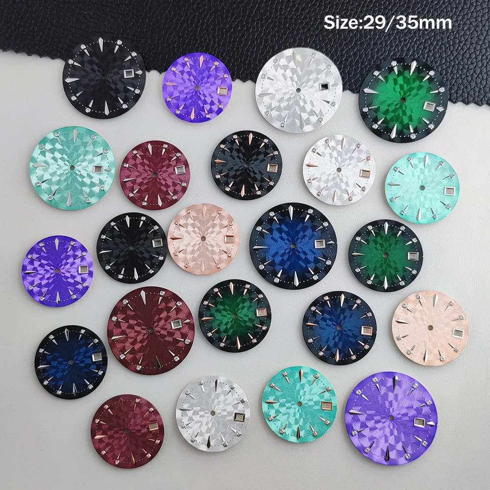 29mm/35mm Dial NH35 Dial Custom Logo Dial Diamond Scale Design Dial Compatible with NH35 Automatic Movement Watch Module