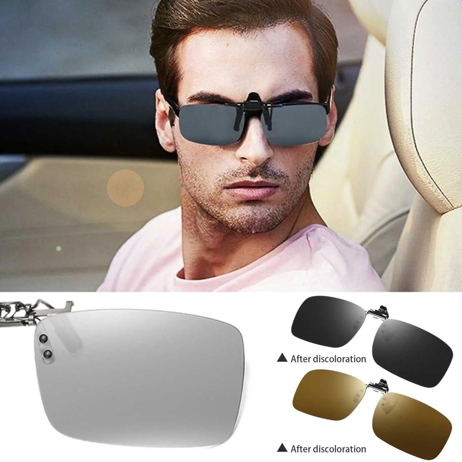 Sunglasses Clip Smart Color Change Both Day And Night Myopia Driving Man Sunglasses Night Glasses Vision Hanging I5O3