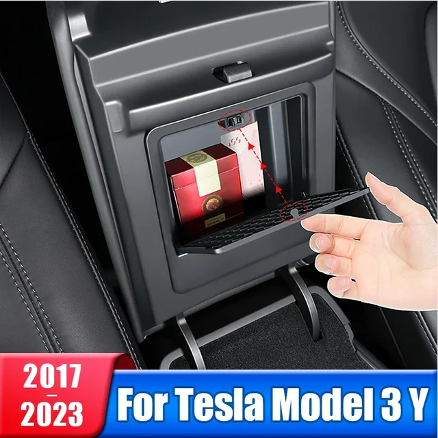 Ukryty schowek na podłokietnik samochodowy z przyciskiem do Tesli Model 3 Y 2017 2018 2019 2020 2021 2022 2023 2024 2025, akcesoria do wnętrza