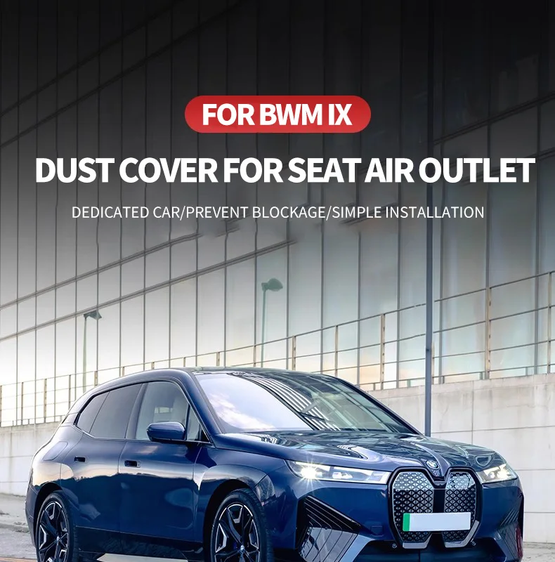 Staubschutzabdeckung für hinteren Lüftungsauslass des Klimaantriebs für BMW IX 2022-2025, unter der Sitzverkleidung, Edelstahl-Innenverkleidung – Detail 1