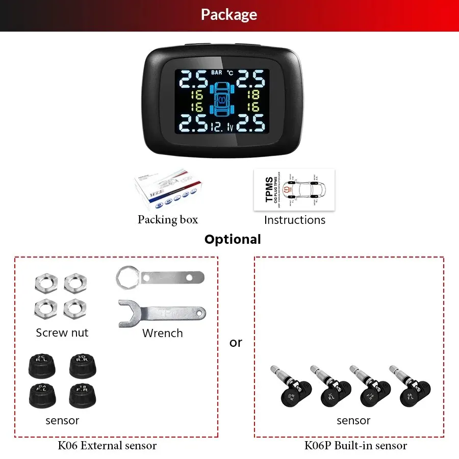 ACCEO-ولاعة سجائر ذكية TPMS إنذار ضغط إطارات السيارة ، نظام مراقبة ، عرض 4 أجهزة استشعار ، إنذار درجة الحرارة ، USB ، TPMS