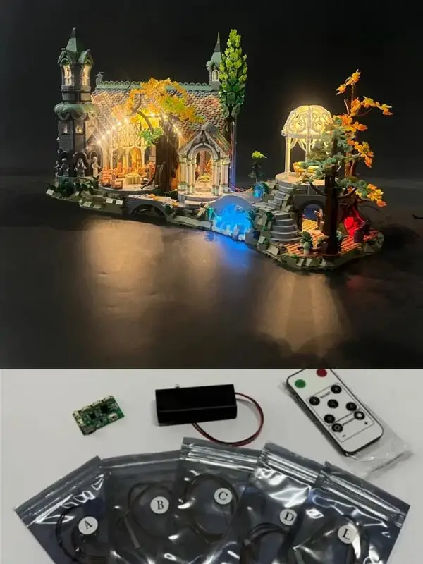 مجموعة إضاءة LED لـ 10316 سيد الخواتم Rivendell اللبنات اللبنات مصباح التحكم عن بعد (ليست كتل
