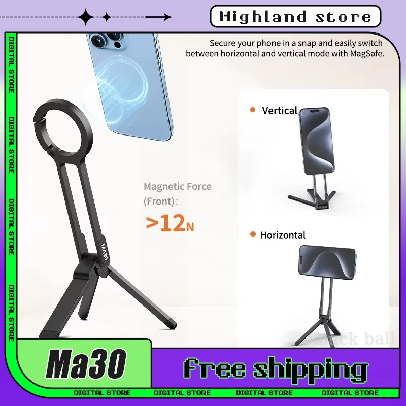 Ulanzi Ma30 Carabiner-Mounted Phone Tripod Desk Mount Tripod Dual-Sided Magnet Phone Handle For Iphone 15 16 Pro/Pro Max Custom