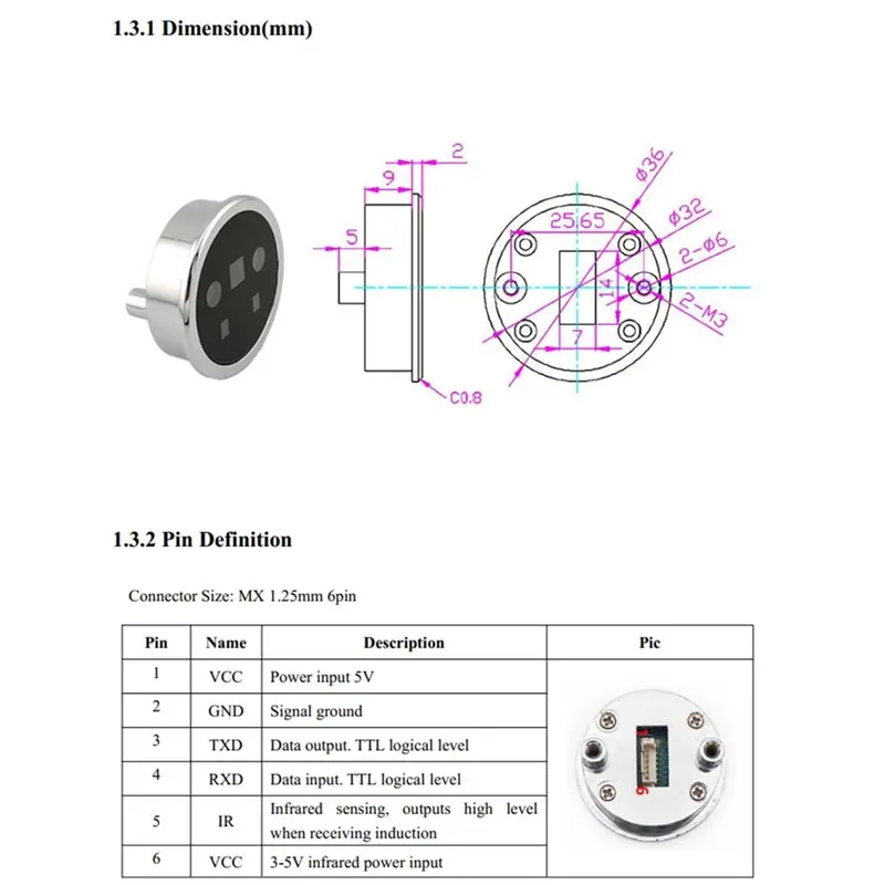 B29C-FP002 Circular Design Infrared Sensing Double Lens Facial And Palm Vein Recognition Module