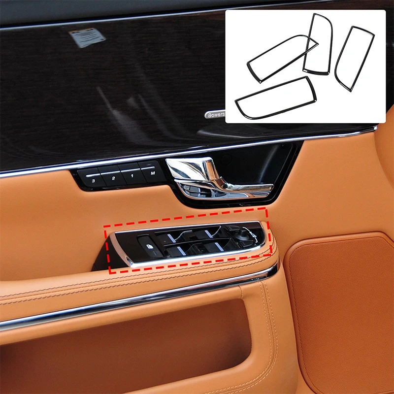 

For Jaguar XJ 2010-2019 ABS black car glass lifting frame decorative sticker car interior protection accessories