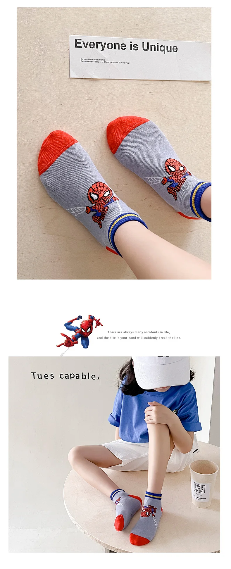 5 Paar im Angebot: Kinder-Socken, Anime-Motiv, für Jungen, kurze Socken, Kawaii-Design, Cartoon-Motiv, für Babys, Sommer- und Frühlingssocken, Bootsocken, Kindergeschenk, 1–12 Jahre. – Detail 9