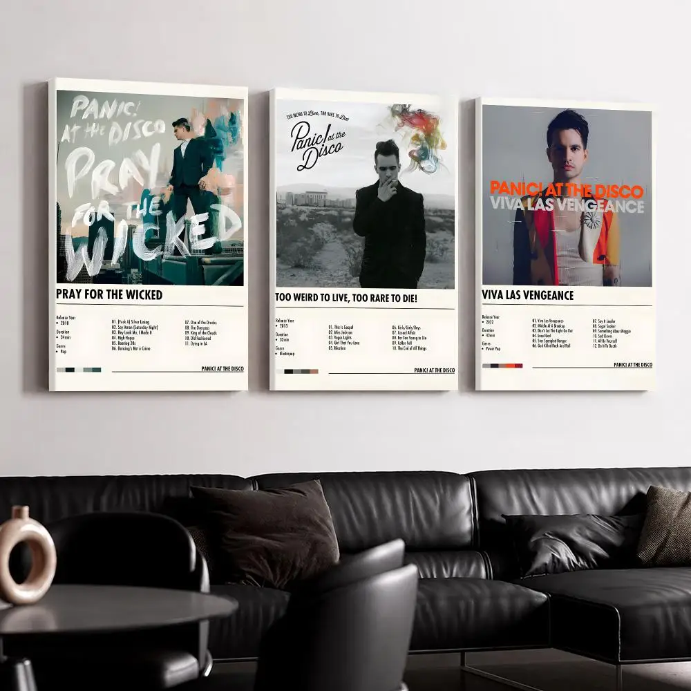 Rock Band P-Panic At The Disco Framed Wall Painting Ready to Hang Canvas Wall Art Poster for Bedroom Living Room Home Decor Gift