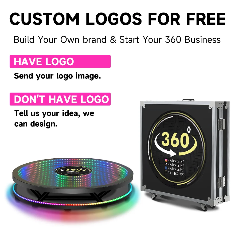 360 Photo Booth LED Glass 360 Degree Rotating Picture Selfie Magic Automatic Video Booth for Wedding Party Events