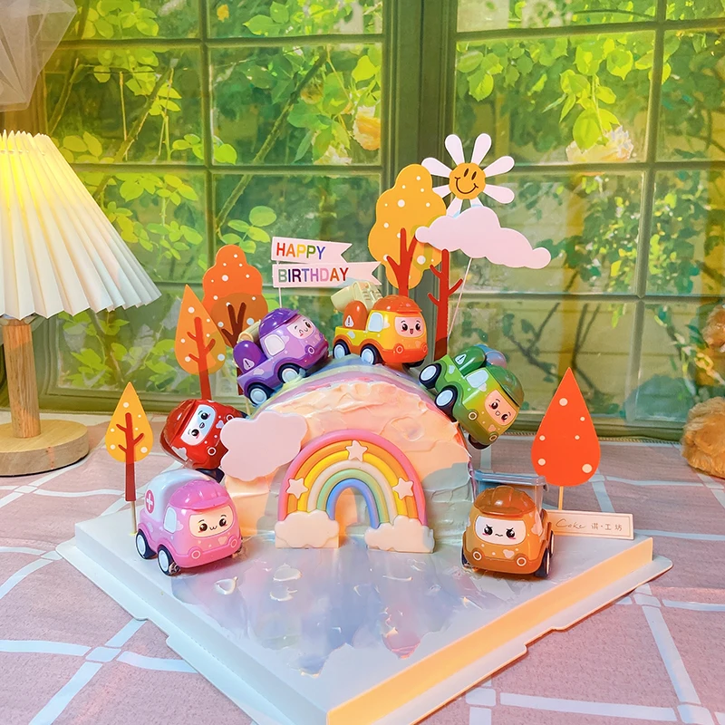 لطيف سيارة صغيرة حافلة كعكة توبر لحفل عيد ميلاد ديكور استحمام الطفل الحب الهدايا صبي طفل لوازم الخبز هدايا الحلوى الهدايا #2