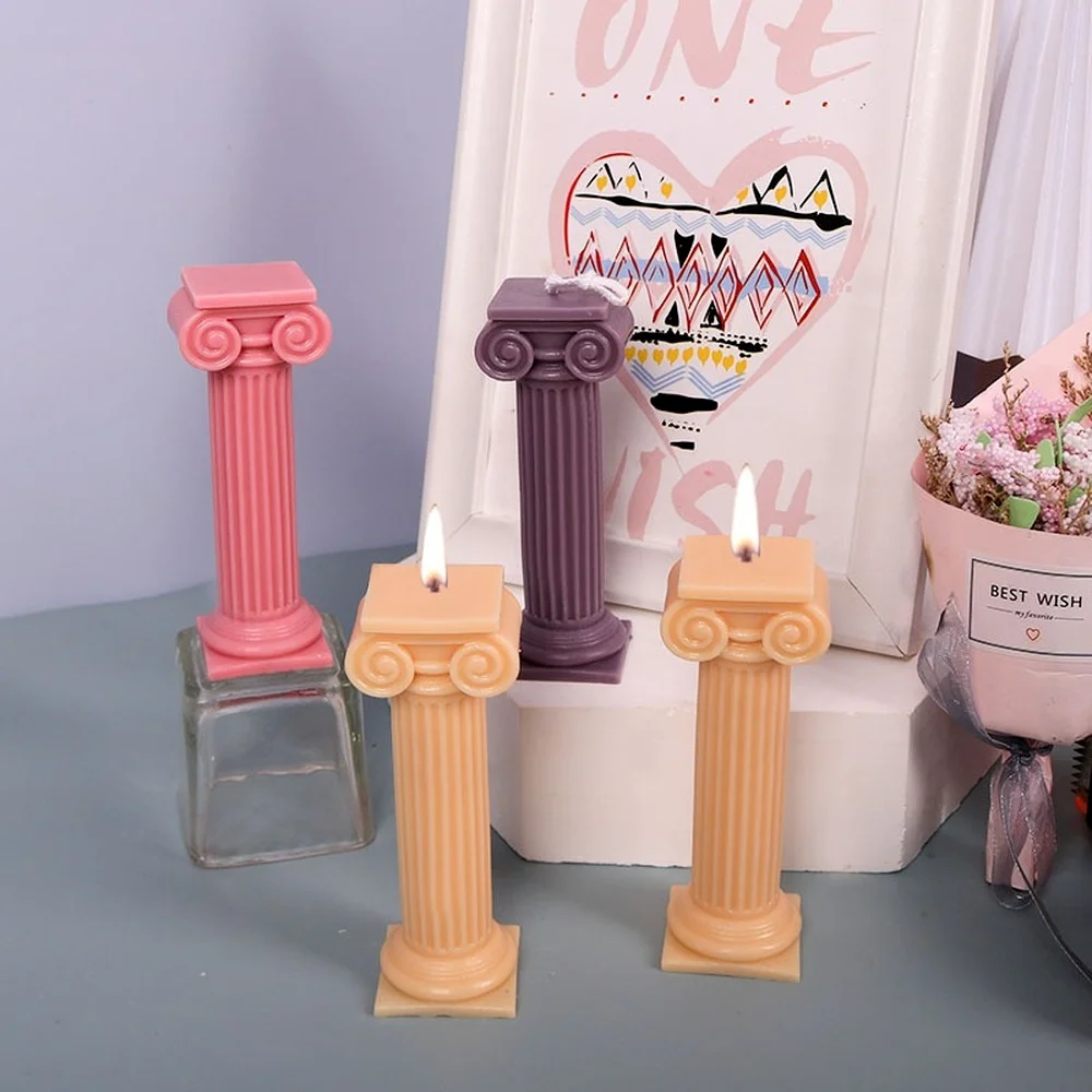 3D Roman Column Candle Silicone Molds DIY Candles Soap Plaster  Epoxy Casting Mold Wedding Dinner Candle Making Supplies