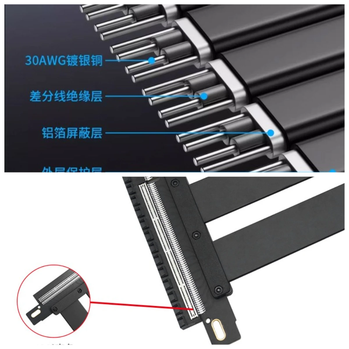 PCIe Extension Cable 16X5.0 90 Degree Graphics Card Extension Cable Full Speed High Speed Lossless Stable Server Adapter Cable