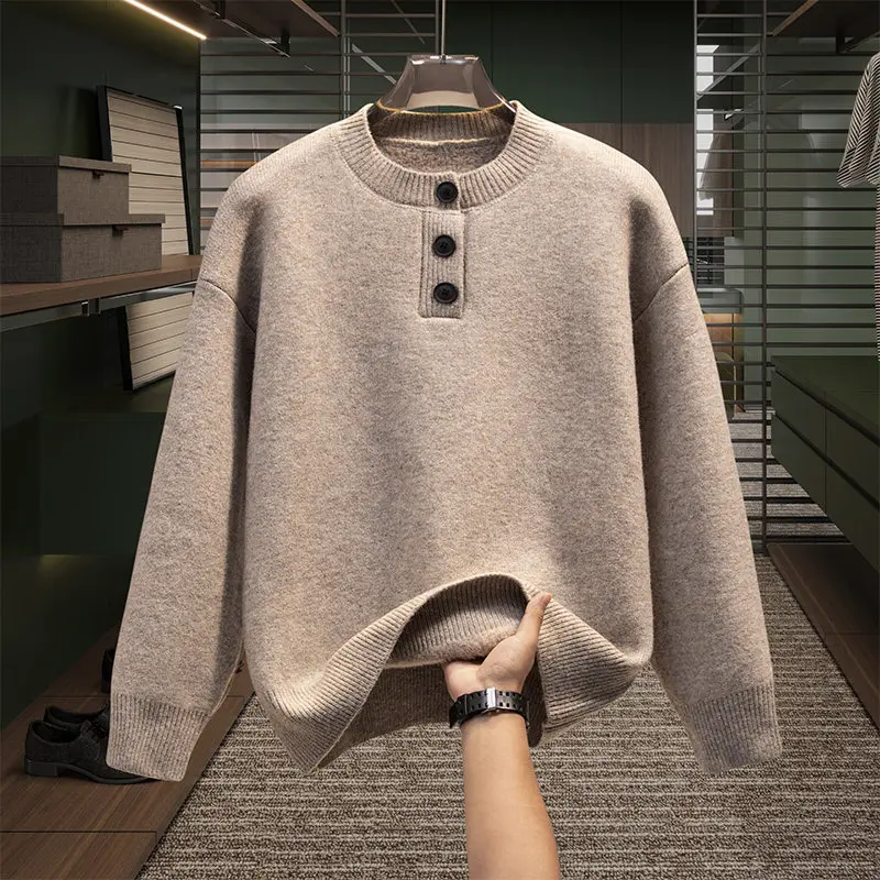 

2025 New Men's Knitted Sweater round Ne Pullover Casual Versatile High End Autumn Winter Faion for Younger Men Warmth