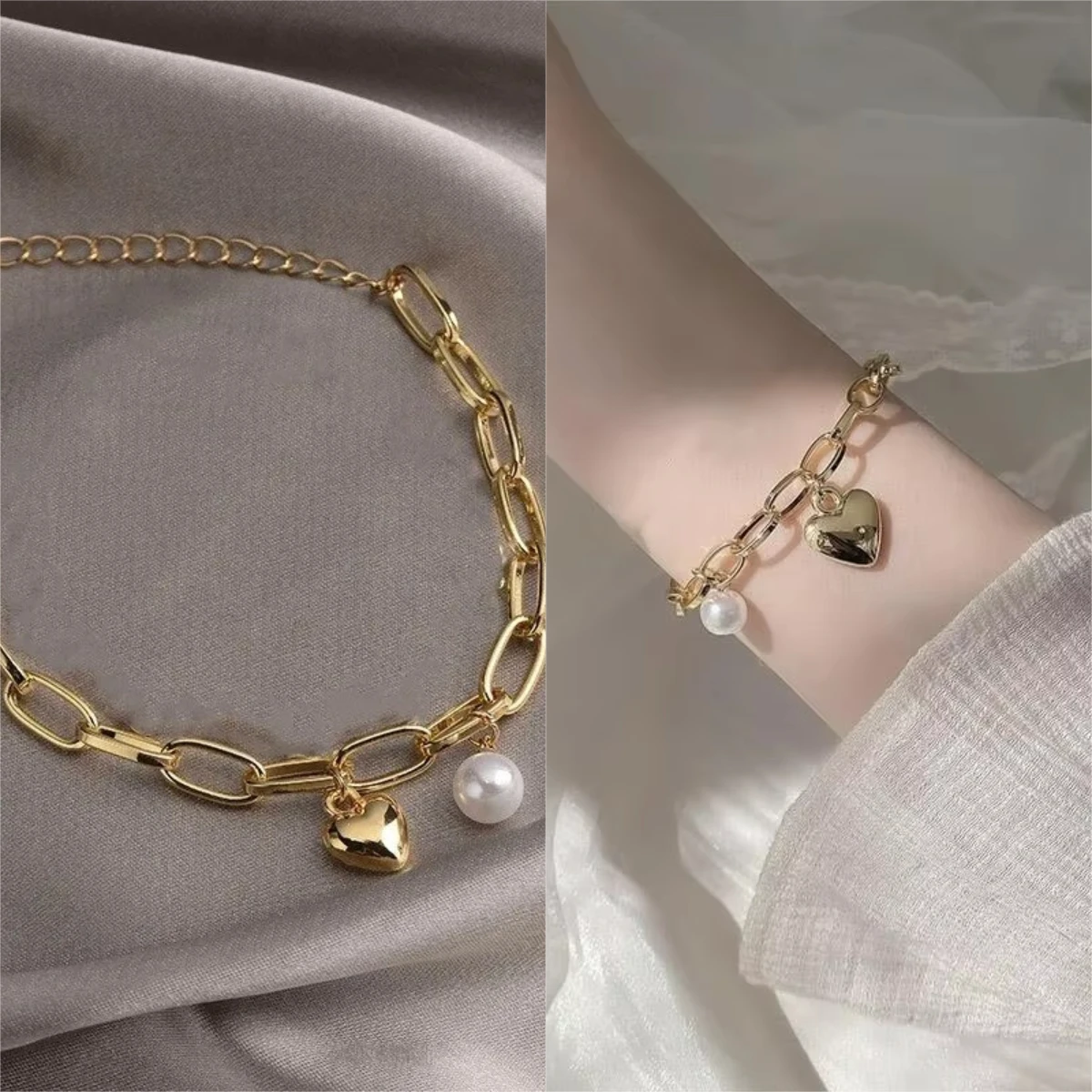 الكورية العصرية الأبيض اللؤلؤ سلسلة أساور للنساء الفتيات أنيقة الذهب اللون حبة ربط اليد سحر سوار مجوهرات هدايا الزفاف