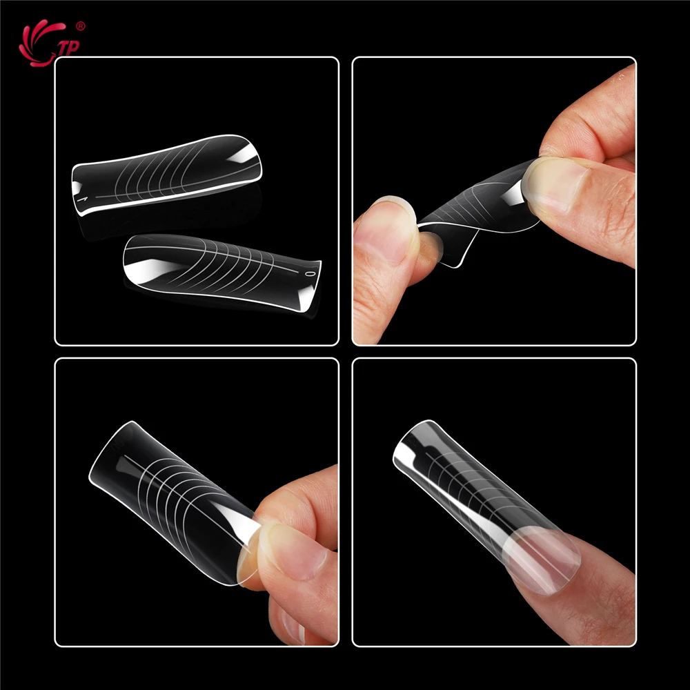 TP 140pcs/box Dual Nail Forms Acrylic False Nail Tips Poly Nail Gel Full Cover Top Forms for Extension Quick Building Gel Molds