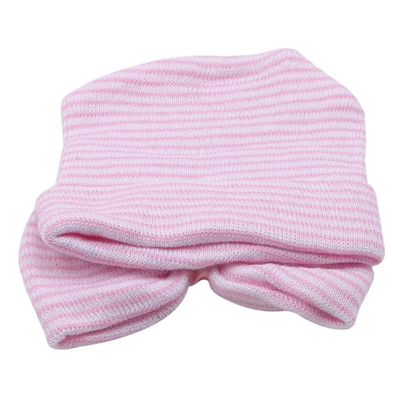 Baby Hat Cute Big Bow Striped 0-3 Months Newborn Products Winter Warm Soft Comfortable Photography Props Baby Hooded Cap