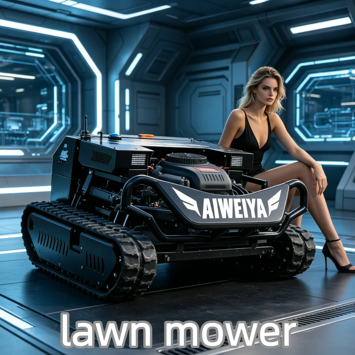 

Customized RC Slope Lawn Mower with Rubber Tracked System All-Terrain Lawn Care Machine Remote Control Lawn Mowing Robot