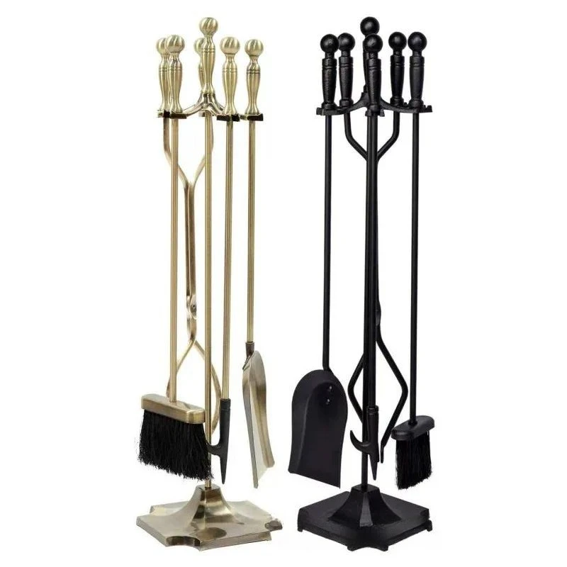 4 Pcs Wrought Iron Fireplace Tool Set, Heavy Duty European Fireplace Accessories