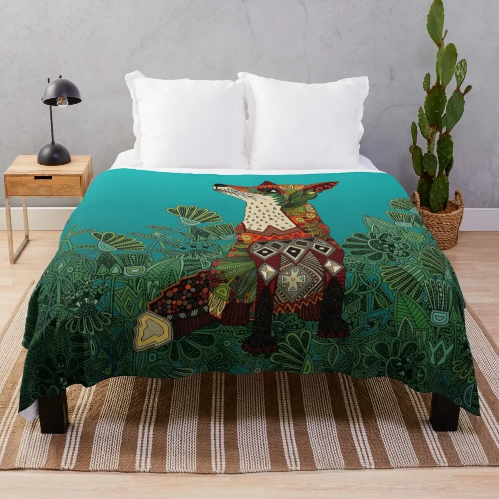 

floral fox Throw Blanket warm winter Retros christmas gifts Furrys Blankets