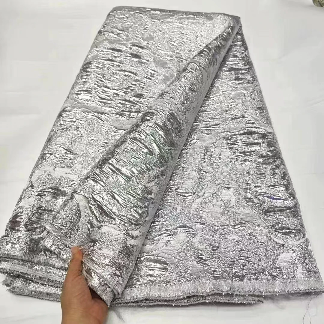 African Lace Fabric Satin 5 Yards 2024 High Quality Nigerian Brocade Jacquard Lace Fabrics For Sewing Dress Cloth HD