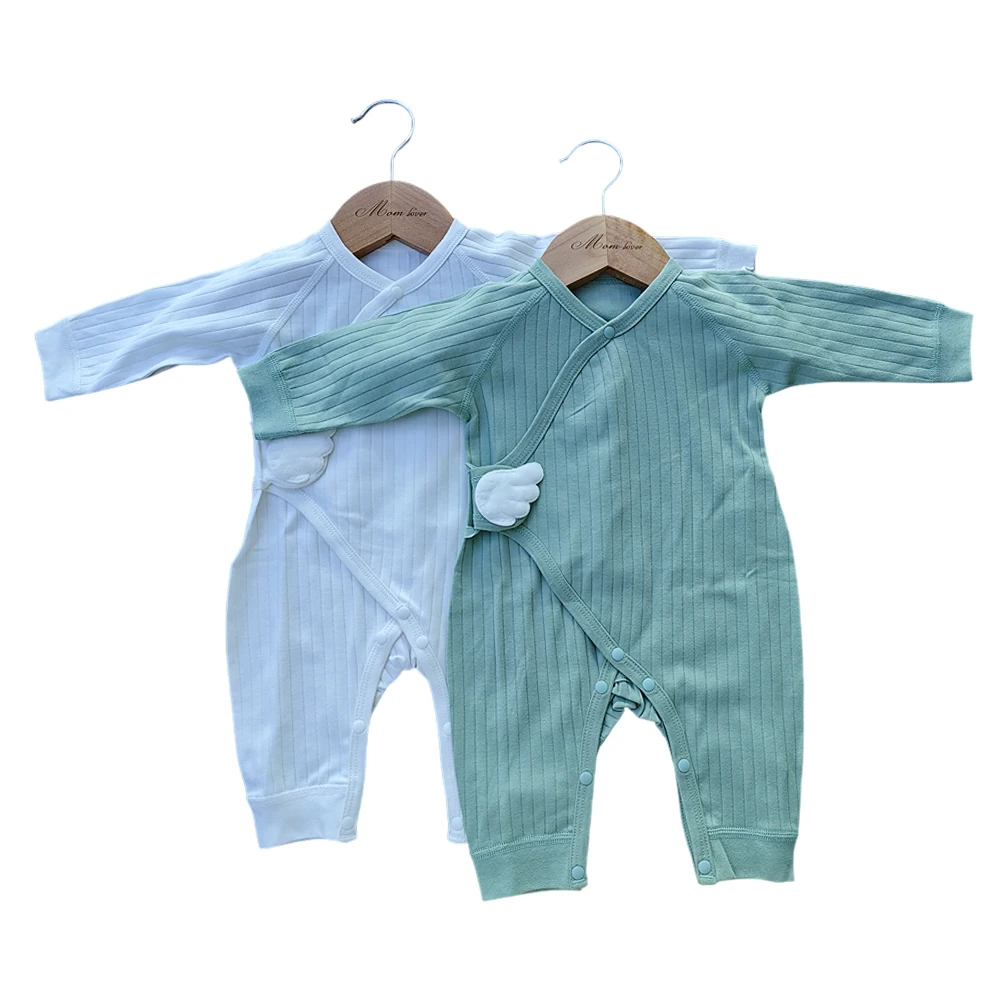 

Хлопковый комбинезон для новорожденных девочек и мальчиков, цельный наряд для мальчиков и девочек, комбинезон с длинными рукавами для новорожденных, однотонный вязаный комбинезон