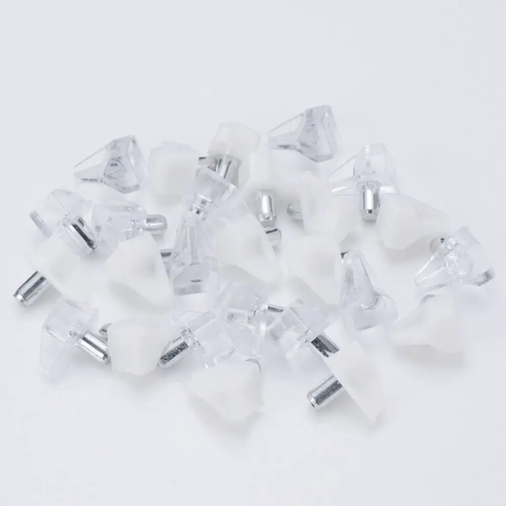 10Pcs Hardware Board Support White Transparent Furniture Accessories Shelf Support 5mm Stud Thread with Metal Pin Plastic Pegs