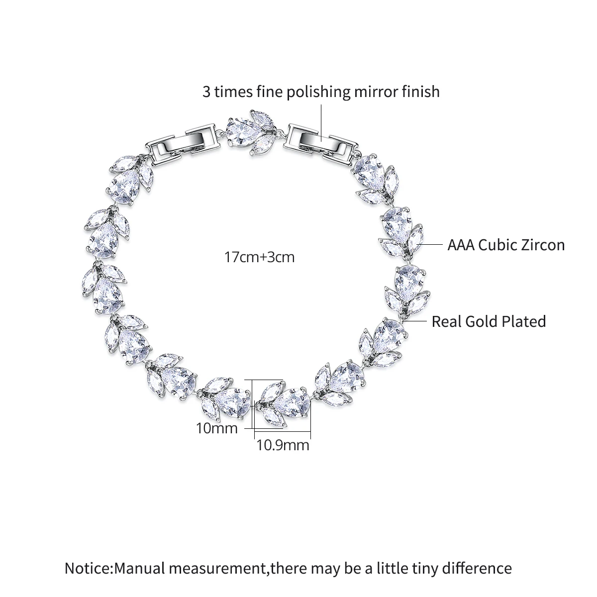 LUOTEEMI Leaf Shape CZ Bracelet High Quality Luxury Cubic Zirconia Bridal Wedding Women Hand Jewelry Bracelets With Extension