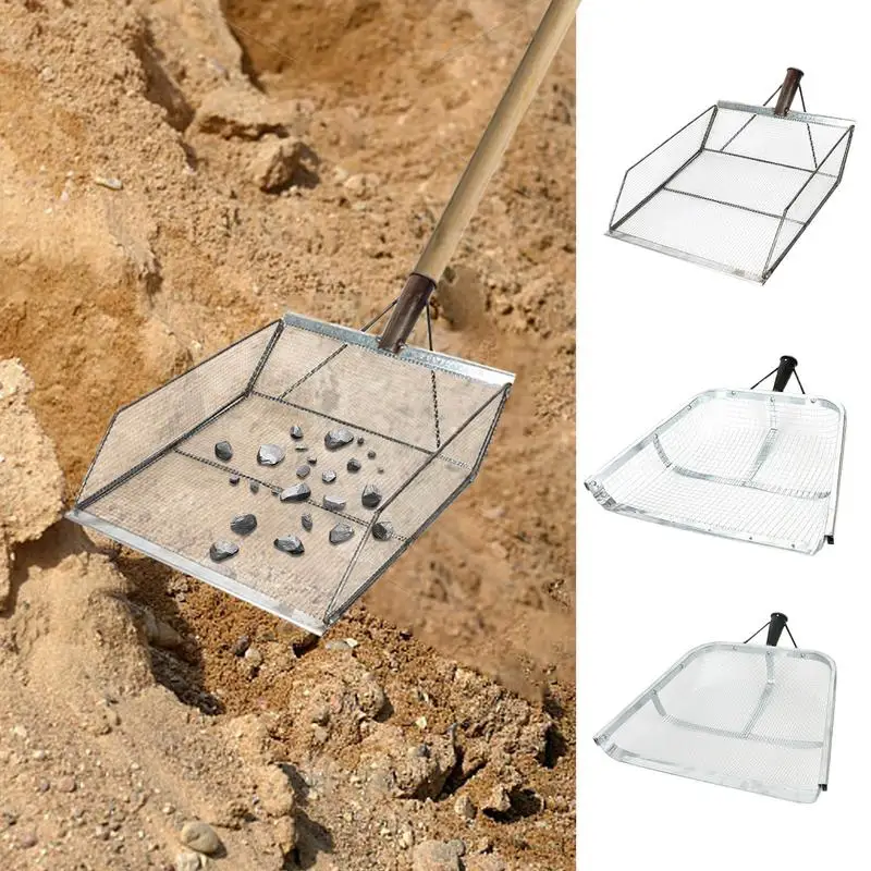 Sand Sifter Shovel Sturdy Stainless Steel Soil Sieve With Easy Grip Handle Ergonomic Harvest Strainer Collecting Tool for garden