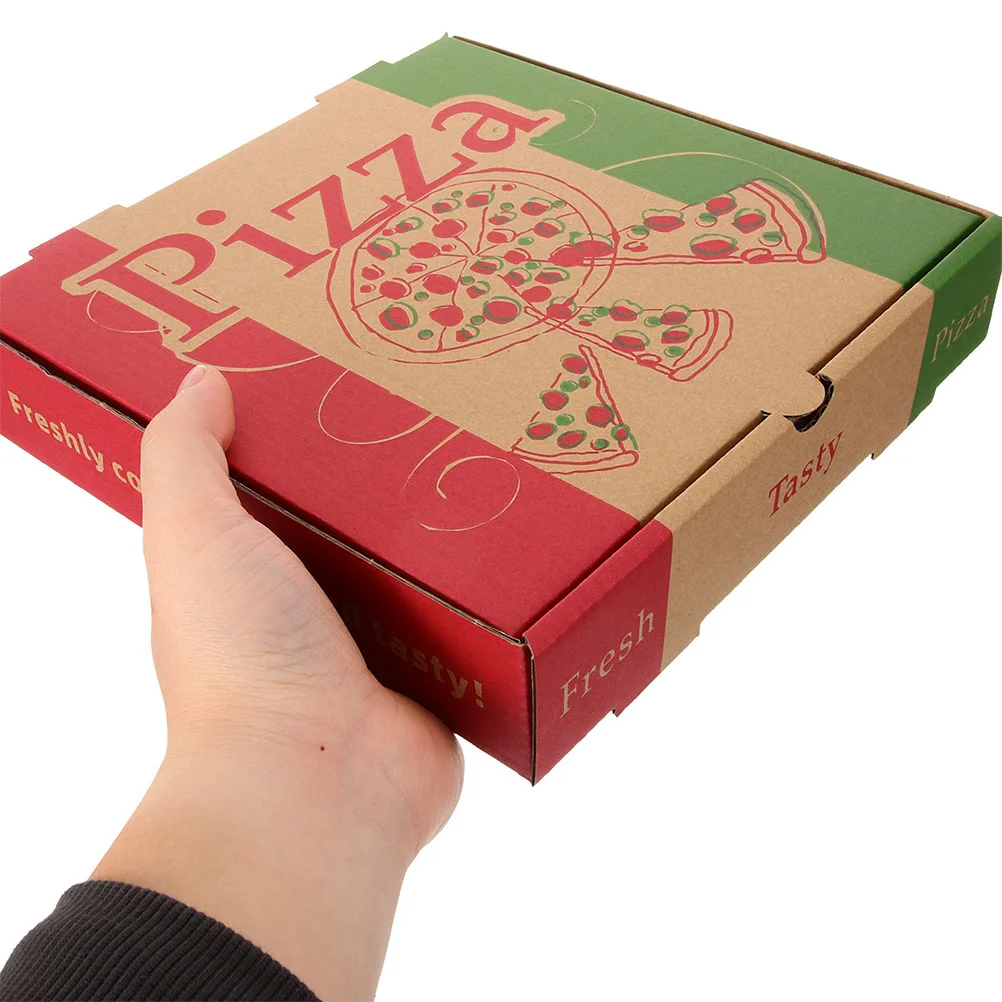 10 Pcs 7 Inch Pizza Boxes Foldable Commercial Food Packaging Containers Keep Fresh Takeaway Paper Trays Storage Cases