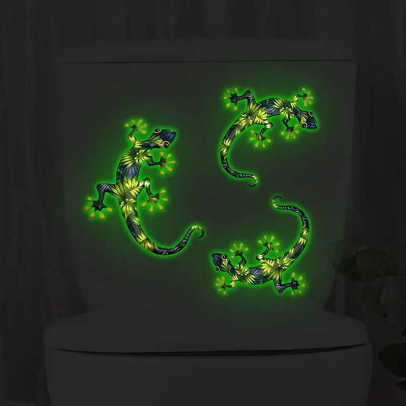 Fluorescent Gecko Glass Stickers Washbasins Toilet Water Sink Stickers