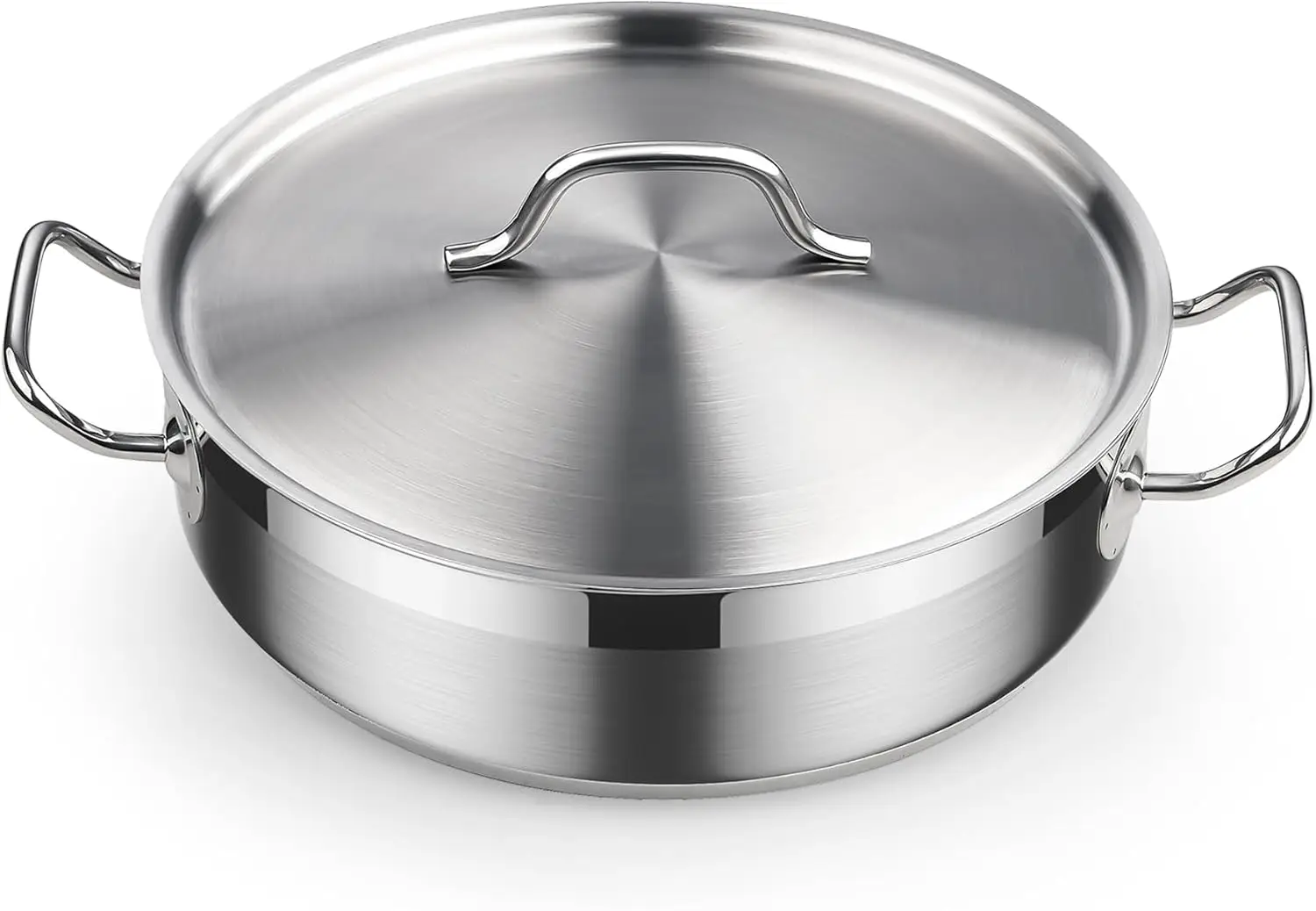 

4-Quart Stainless Steel Saute Pan with Lid, Professional Deep Frying Pan Compatible All Stovetops