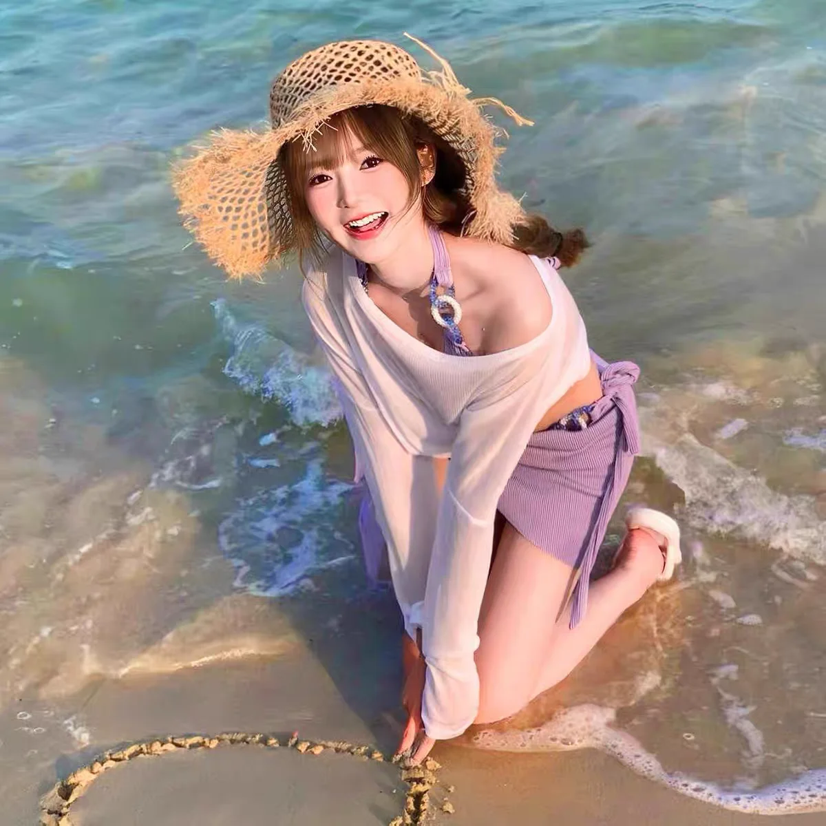 Women's Sexy Fashionable Swimsuit Split Bikini Four Piece Sets Sunscreen Cover Beach Vacation Hot Spring Swimsuit 2025 New