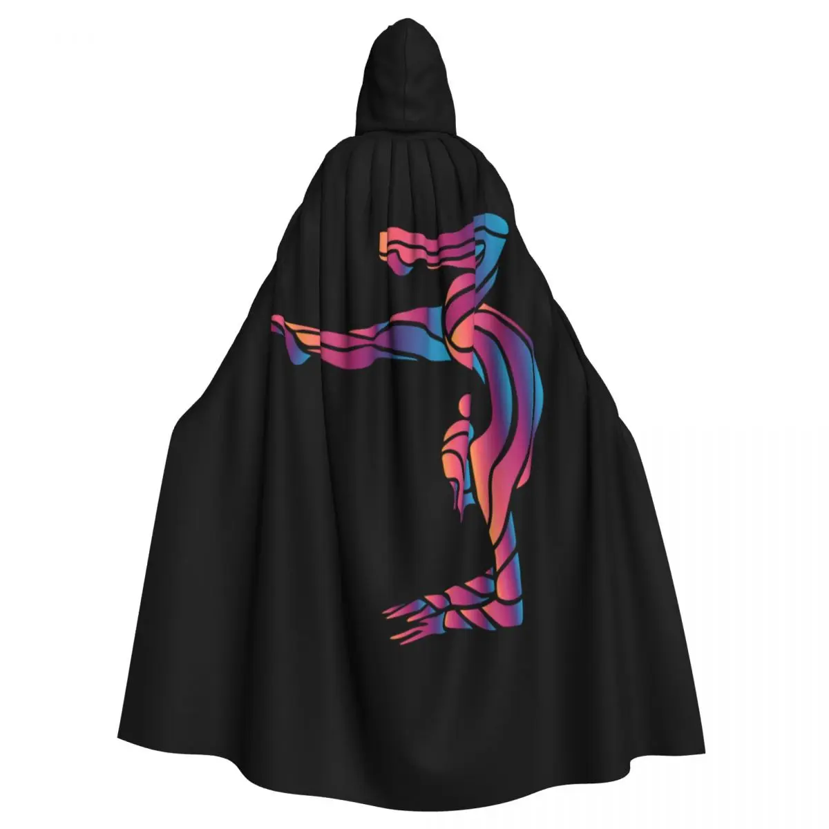 Gymnastic Girl Print Hooded Cloak Polyester Unisex Witch Cape Costume Accessory