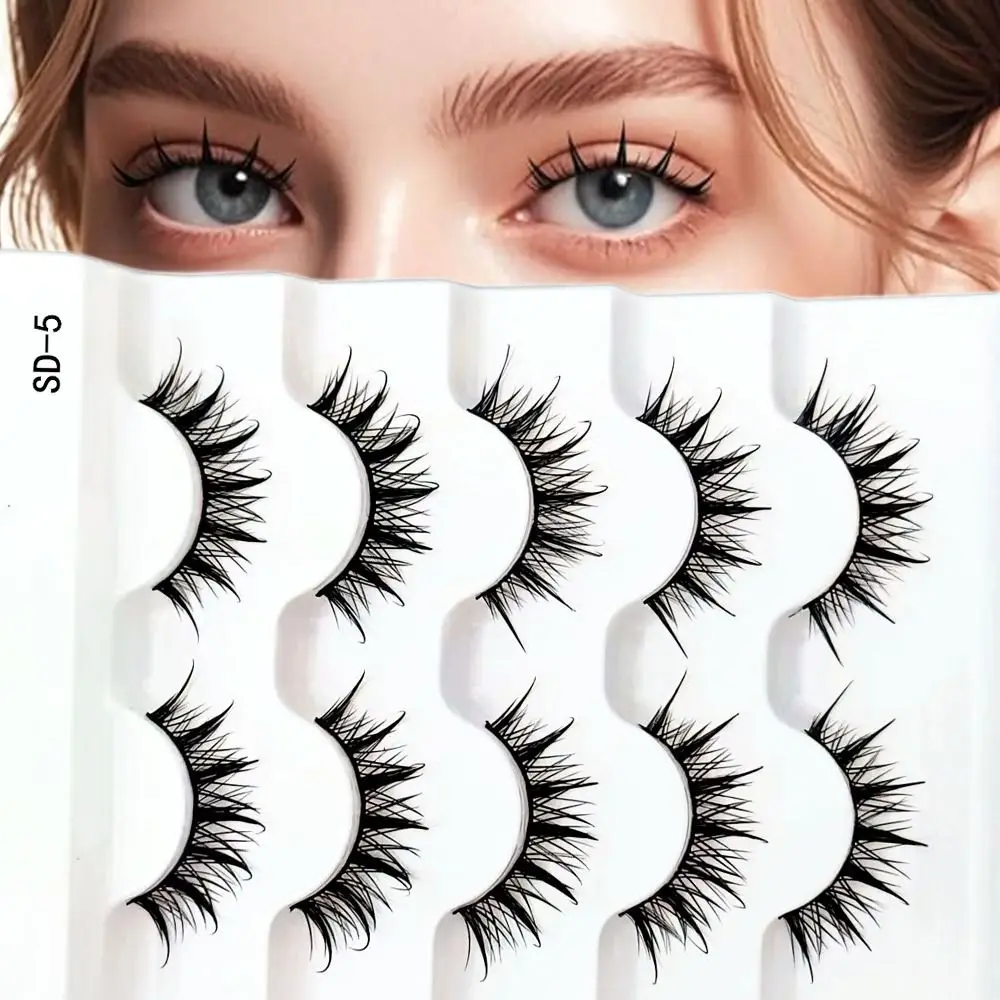 Faux-cils 3D en faux vison, 5 paires, doux et moelleux, faits à la main, optique, longs, thaïlandais, outils de maquillage pour les yeux