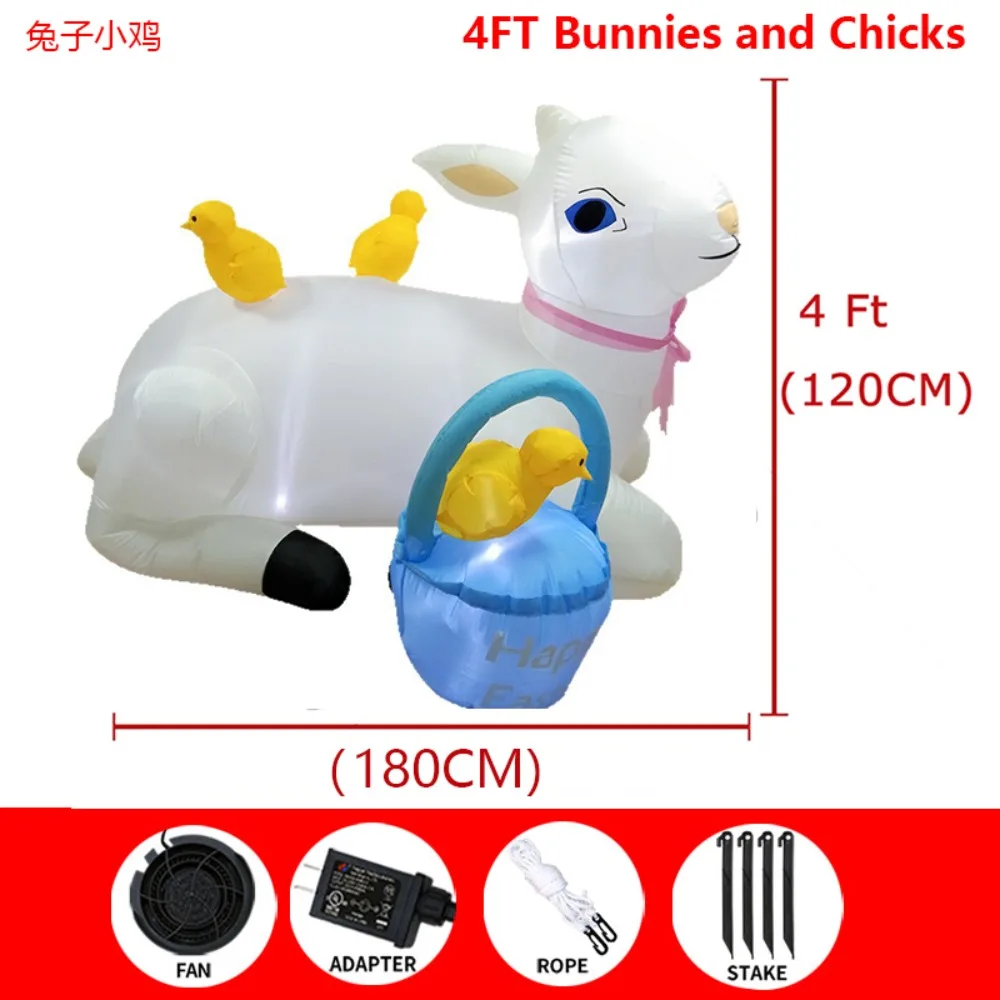 

1.8M Inflatable Easter Bunny Chick Decoration with LED Lights Outdoor Yard Garden Holiday Party Inflatable Figurine