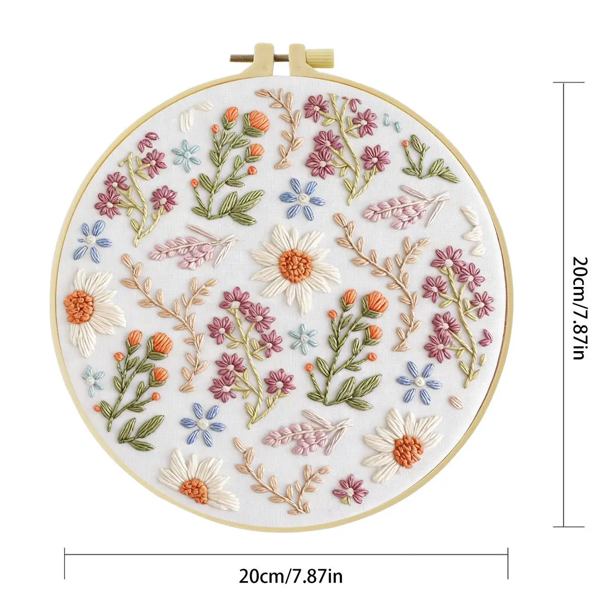 1 Stück 20X20CM/15X15CM 7,87/6,3 Zoll Blumen-Stickerei-Starter-Kit DIY-Kit DIY-Stickerei-Set für Anfänger – Detail 4