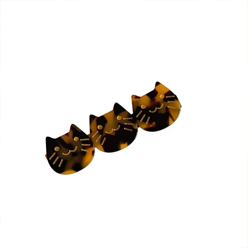 New Cute Cats Barrettes Retro Acetate Hair Clips Headdress For Womens Leopard Print Hairpins Girls Fashion Hair Accessories Gift