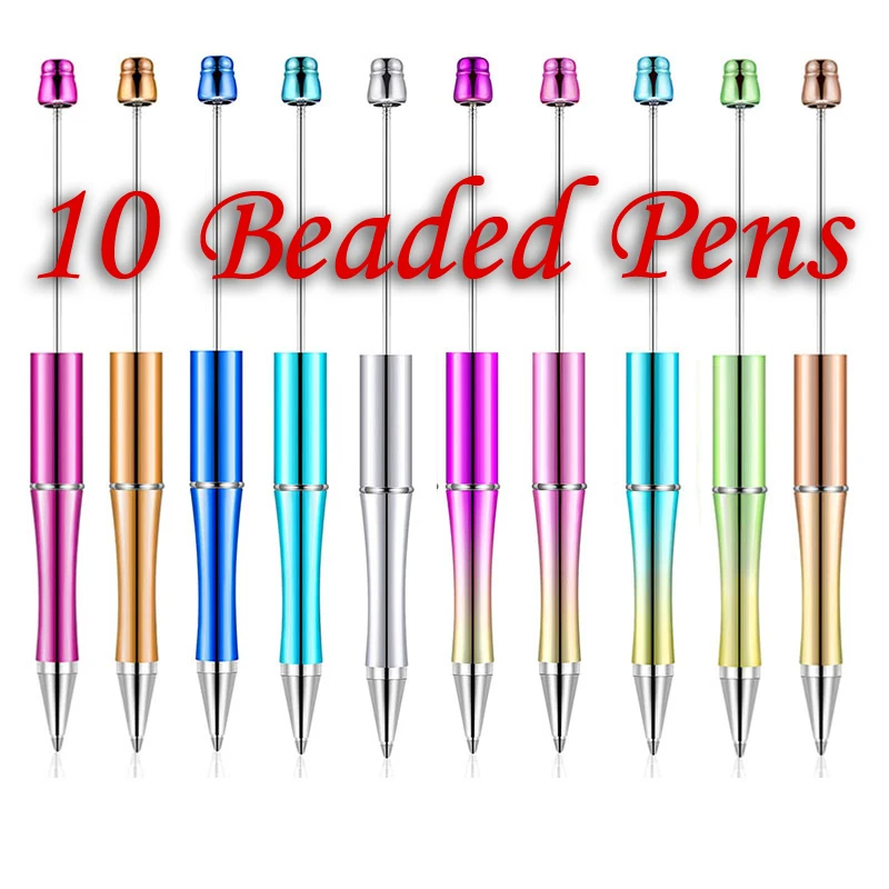 10Pcs Beaded Ballpoint Pen Ballpoint DIY Pens Manufacturers Beaded Plastic Beadable Pens Wholesale Student Gift