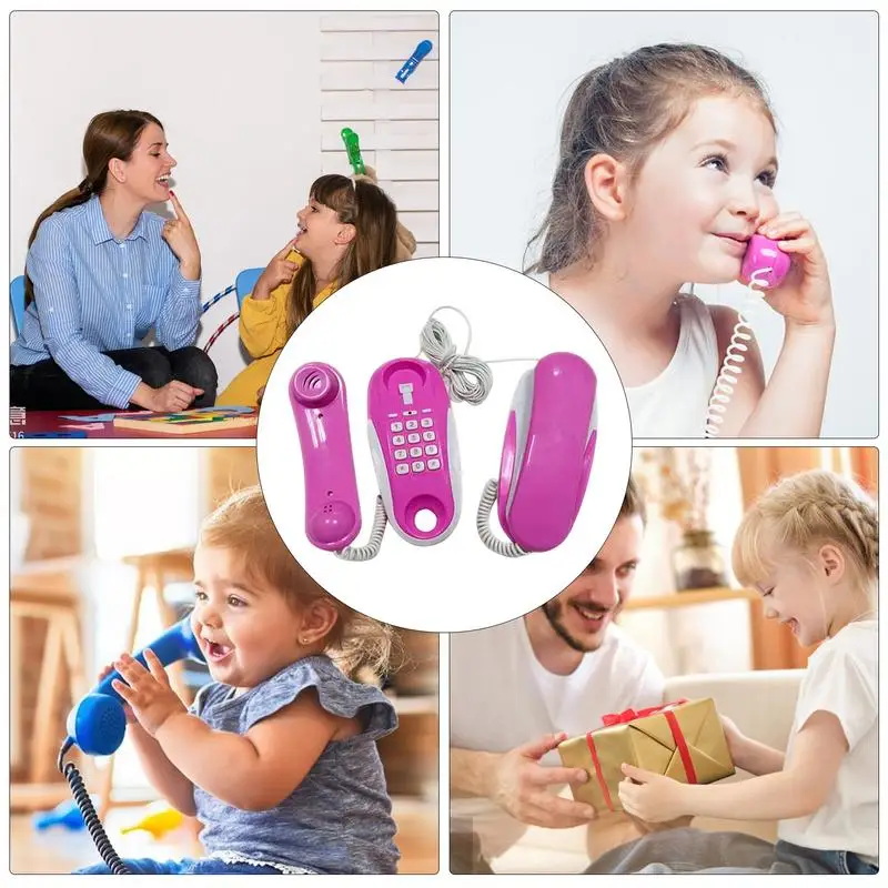 Kids Walkie Talkie Phone Learning Toy Realistic Phone Intercom Cell Phone Can Real Talk With 23Ft Phone Line Boy Girl Play House