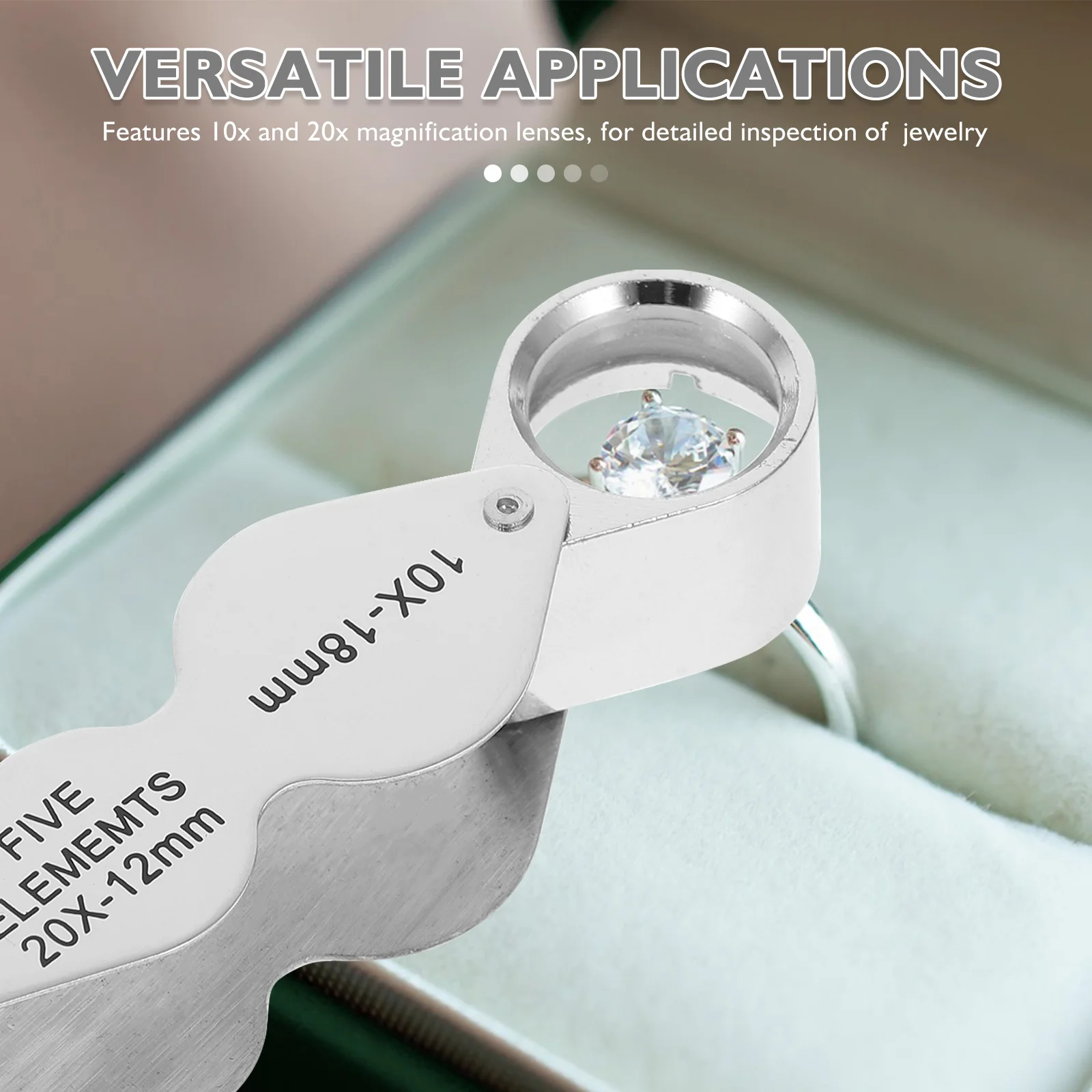 عدسات عين المجوهرات 10 × 20 × عدسات زجاجية بصرية مدمجة محمولة لهواة فحص المجوهرات بالأحجار الكريمة المفصلة #2
