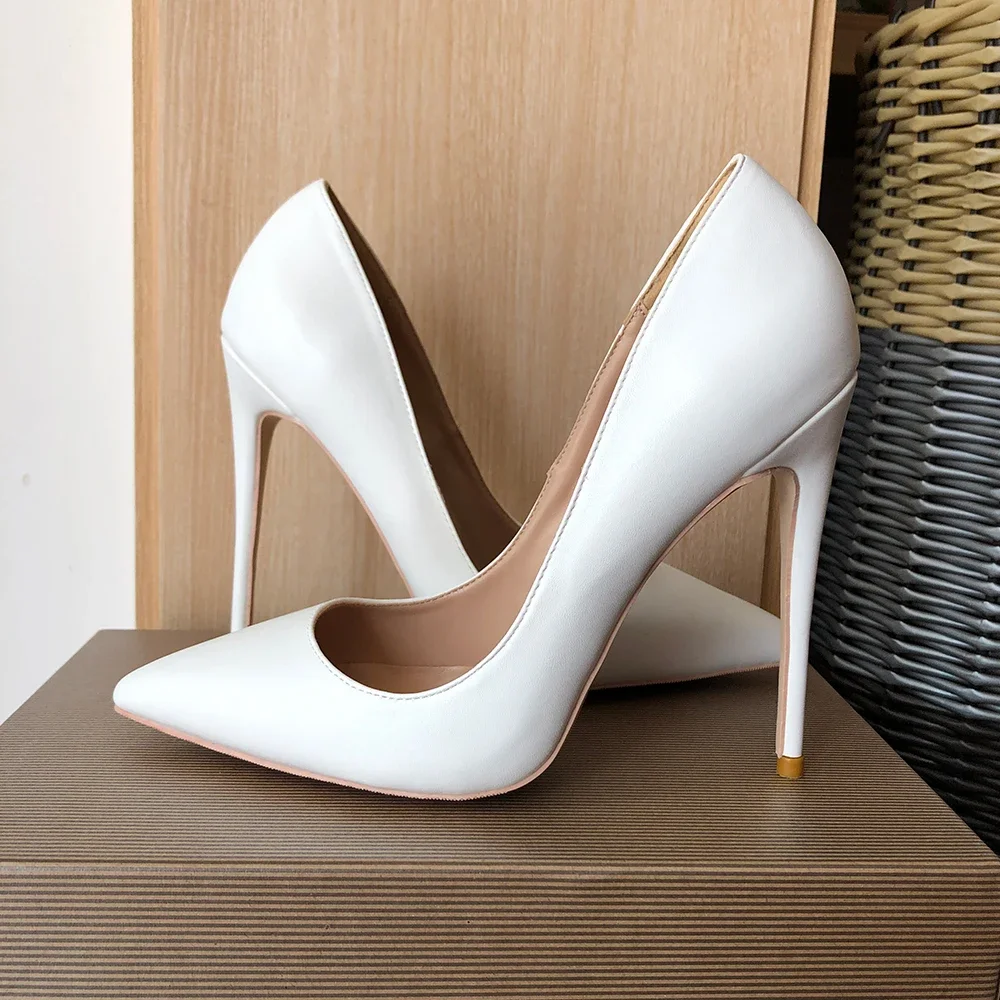 Tikicup حديثا الأبيض ماتي 8 سنتيمتر 10 سنتيمتر 12 سنتيمتر عالية الكعب النساء أشار تو الانزلاق على الضحلة خنجر مضخات OL العمل السيدات أحذية الزفاف