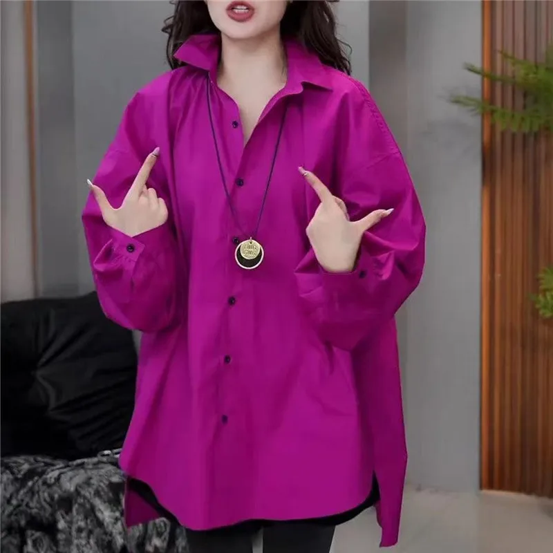 Ln ฤดูใบไม้ผลิ 2025 ใหม่แฟชั่นผู้หญิงเสื้อแขนยาว JOKER Belly-ครอบคลุมเสื้อเสื้อหญิงหลวมยาว outwear