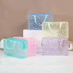 Bolsa de cosméticos transparente de PVC para mujer y niña, estuche de belleza impermeable con cremallera, bolso de viaje, bolsas de aseo, 1 unidad