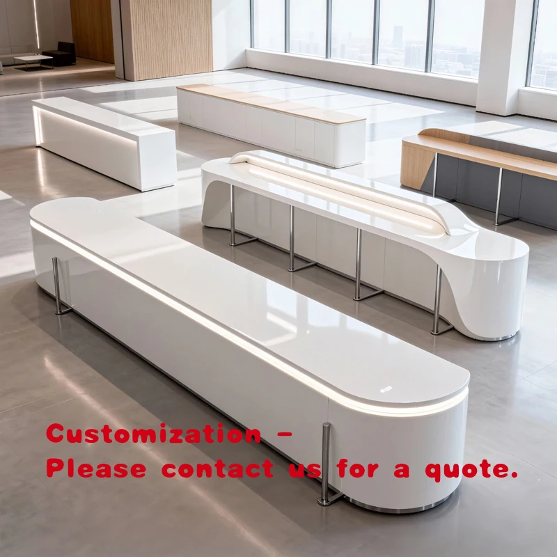 

custom.Office Furniture Desk Tables Set Scrivania Modern Front Desk Luxury Reception Desk Beauty Salon Automobile 4S