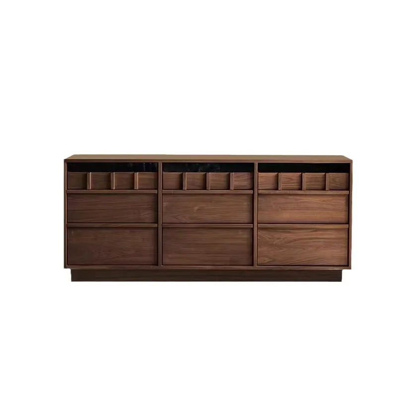 North American black walnut nine-chest cabinet, solid wood skeleton line retro living room bedroom storage drawer cabinet