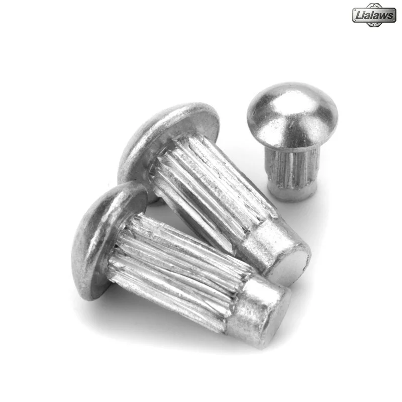 Aluminum Button Round Head Knurled Shank Solid Rivet for Label Name Plate M2 M2.5 M3 M4 Round Head Knurled Rivet GB827