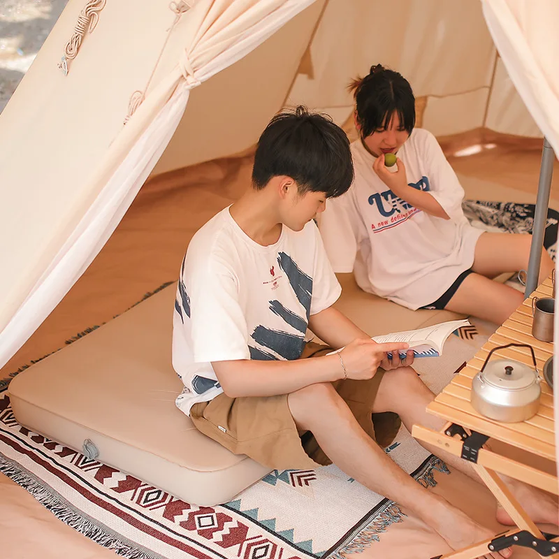 Outdoor 3D sponge inflatable mattress sleeping mattress camping single double moisture-proof mat tent lunch break mat